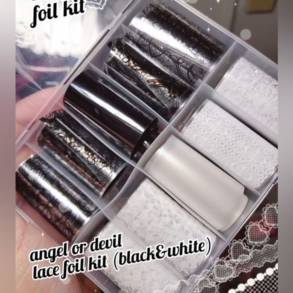 ANGEL OR DEVIL LACE Nail Foil Kit 1/$15, 2/$25, 3/$30, 4/$35.$5 each additional!